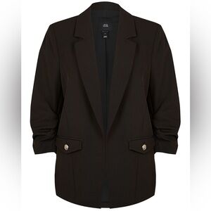 River Island Ruched Sleeve Brown Blazer Size 20